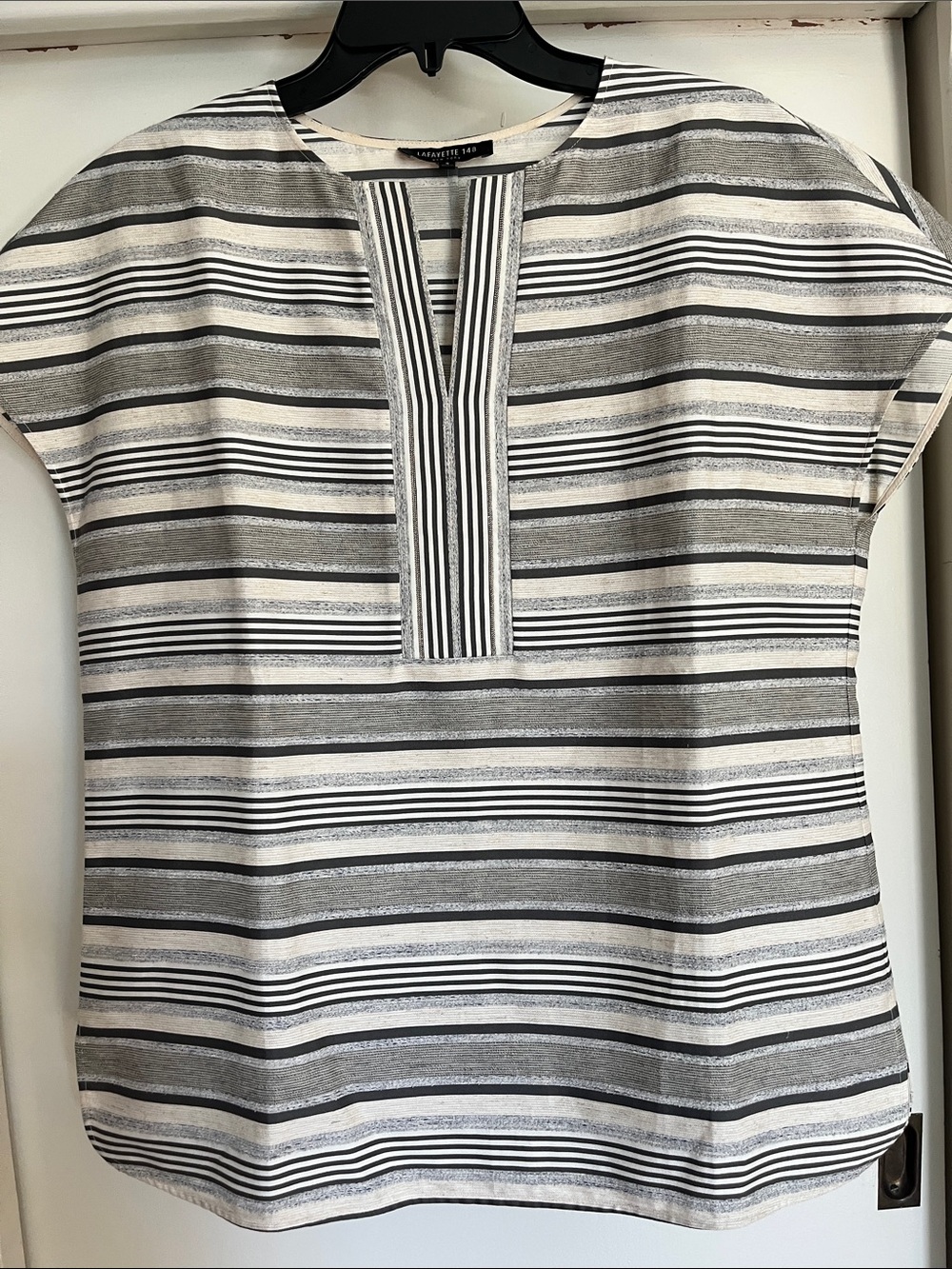 Lafayette 148 New York Striped Black and White Skirt